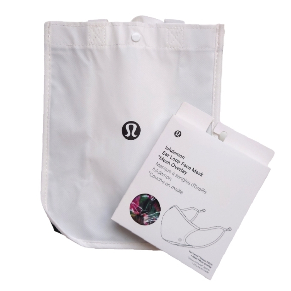 LULULEMON Ear Loop Face Mask and Small Shopping Gift Bag Bundle
